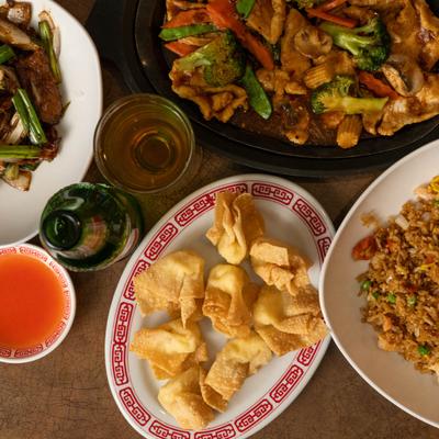 Served meals, top view.