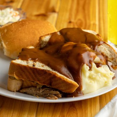 Roast Beef Manhattan Sandwich.