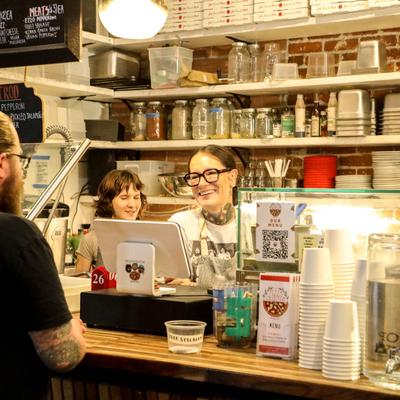 People at the counter.