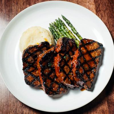 Char-grilled meatloaf plate.