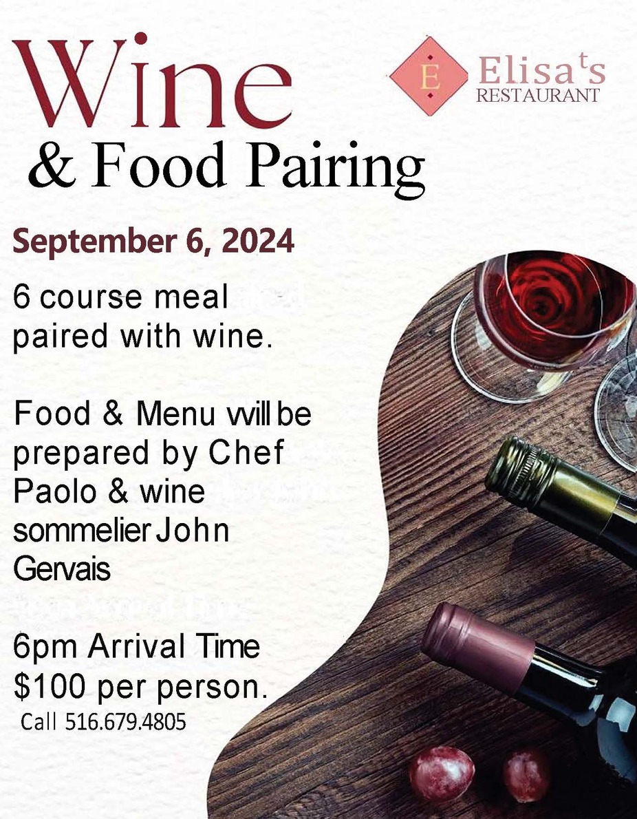 Wine and Food Pairing - Sept. 6th event photo