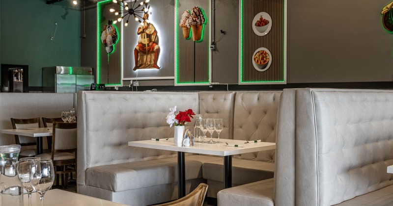 Interior, booth seating area