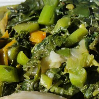 Collard greens, close up.