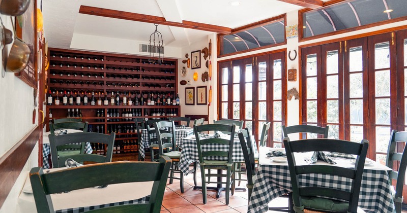 Interior seating area with chairs and tables