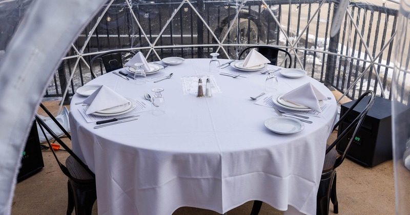 Exterior, seating place on patio under the dome