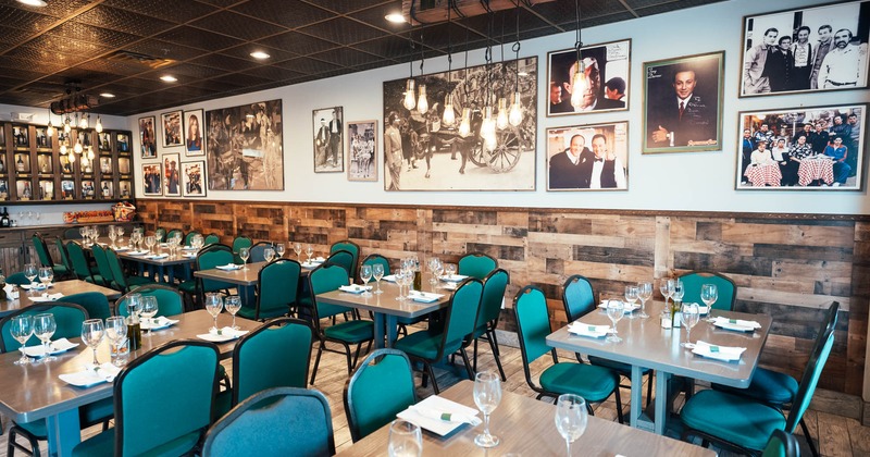 Interior seating area with pictures on the walls