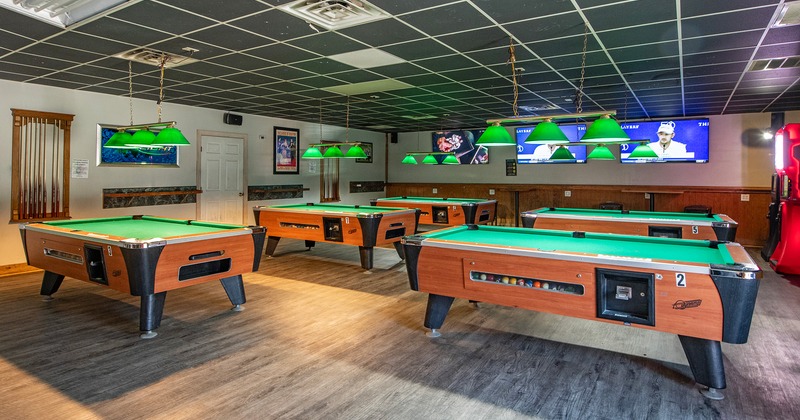 Interior, pool tables