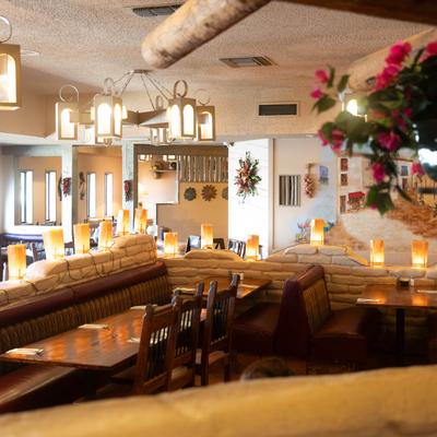 The inside of the restaurant.