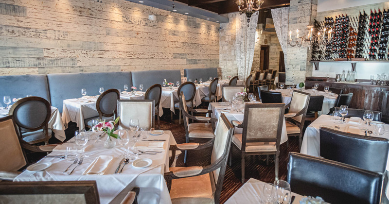 Interior, tables ready for guests