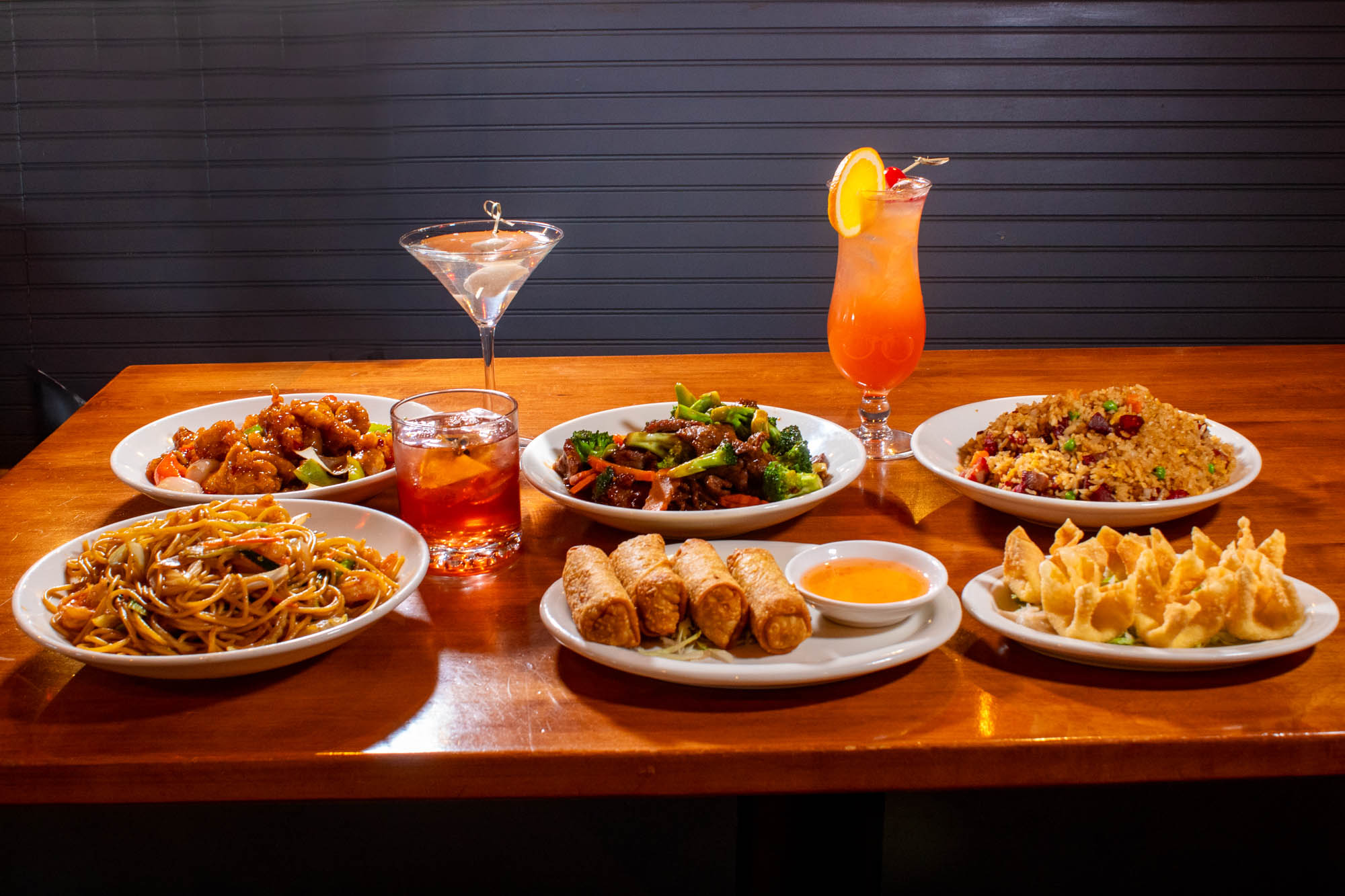 Various served dishes