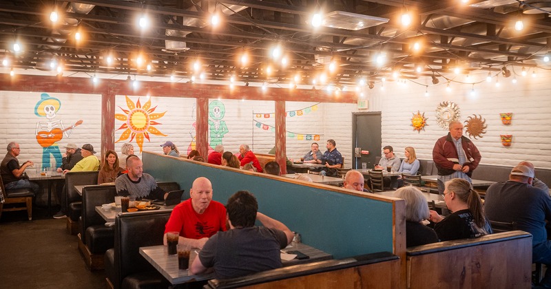 Dining area, customers eating and drinking