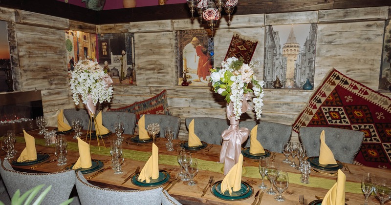 Interior, tables with tableware