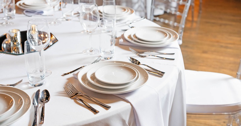 Banquet table, set and ready for the celebration