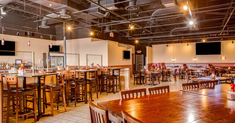 Interior, high tables and chairs