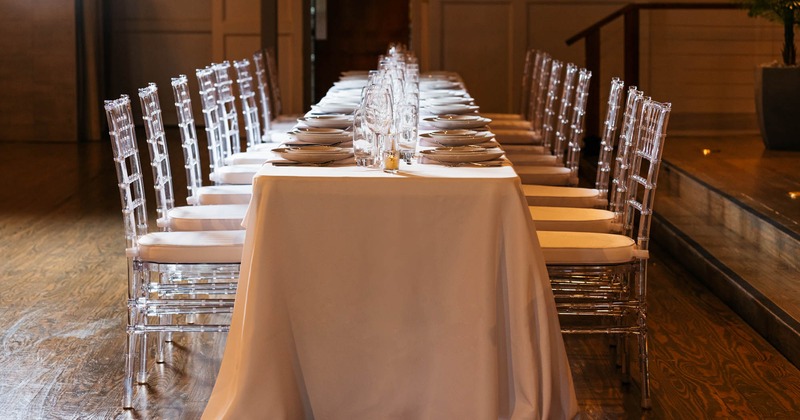 One long table set for the celebration