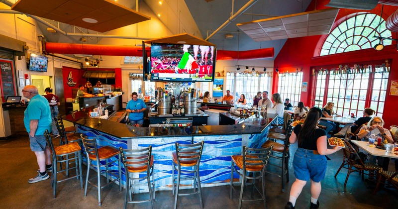 Interior, bar and dining area