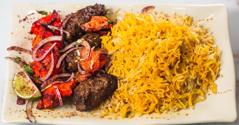 Grilled vegetables served with rice