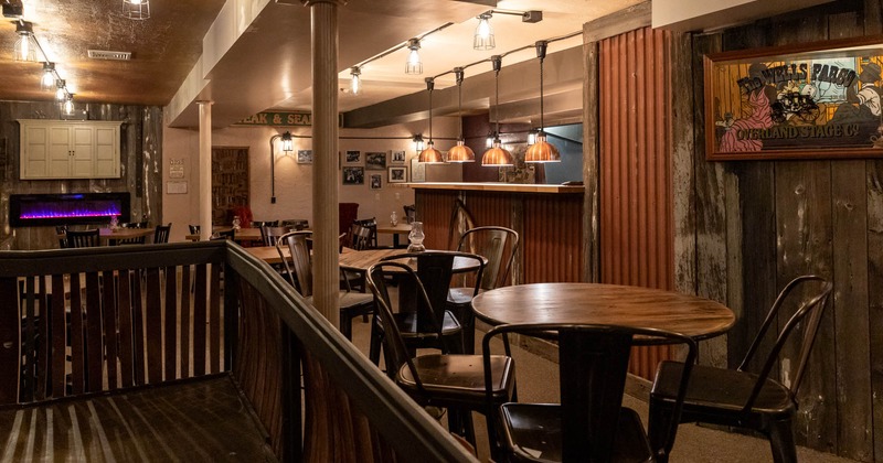 Interior, seating area, tables and chairs