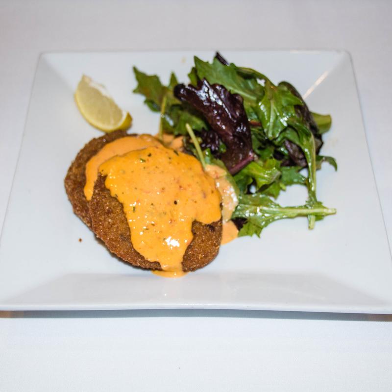 menu item 1 of 45, *Salmon and Crab Meat Cakes