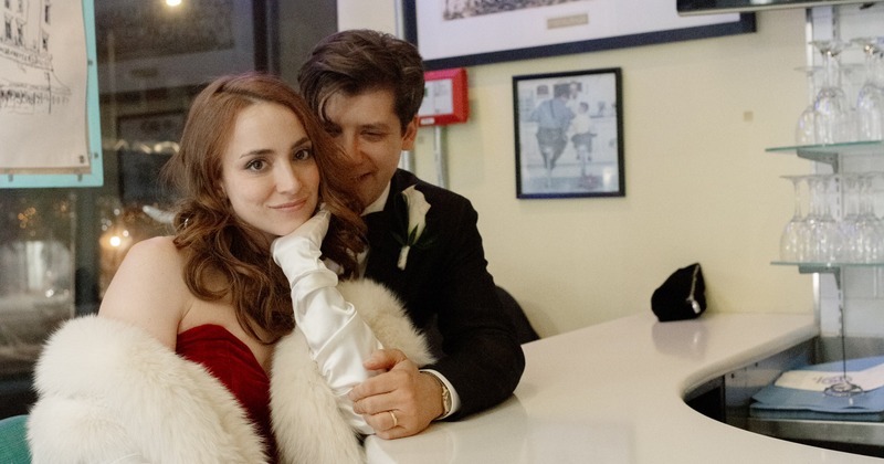 couple posing at the counter