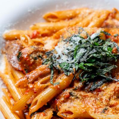 Sausage arabiata pasta.
