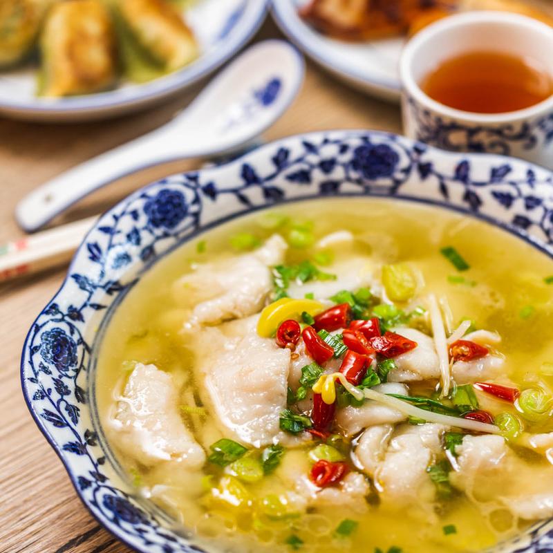 Boiled Fish with Pickled Cabbage and Chili photo