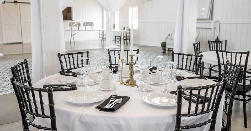 Table for seven ready for guests