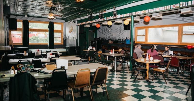 Interior, dining area with guests