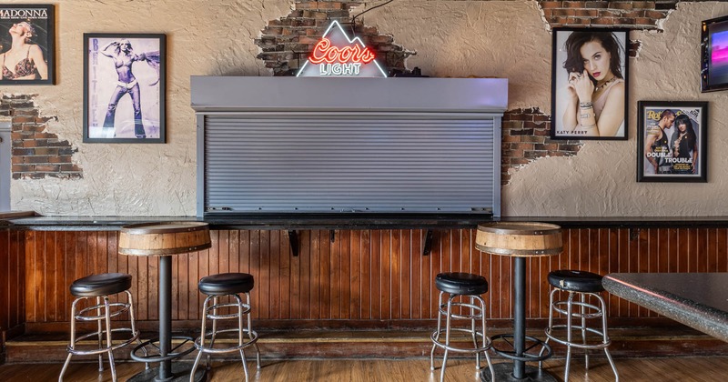 Interior, tall tables and bar stools