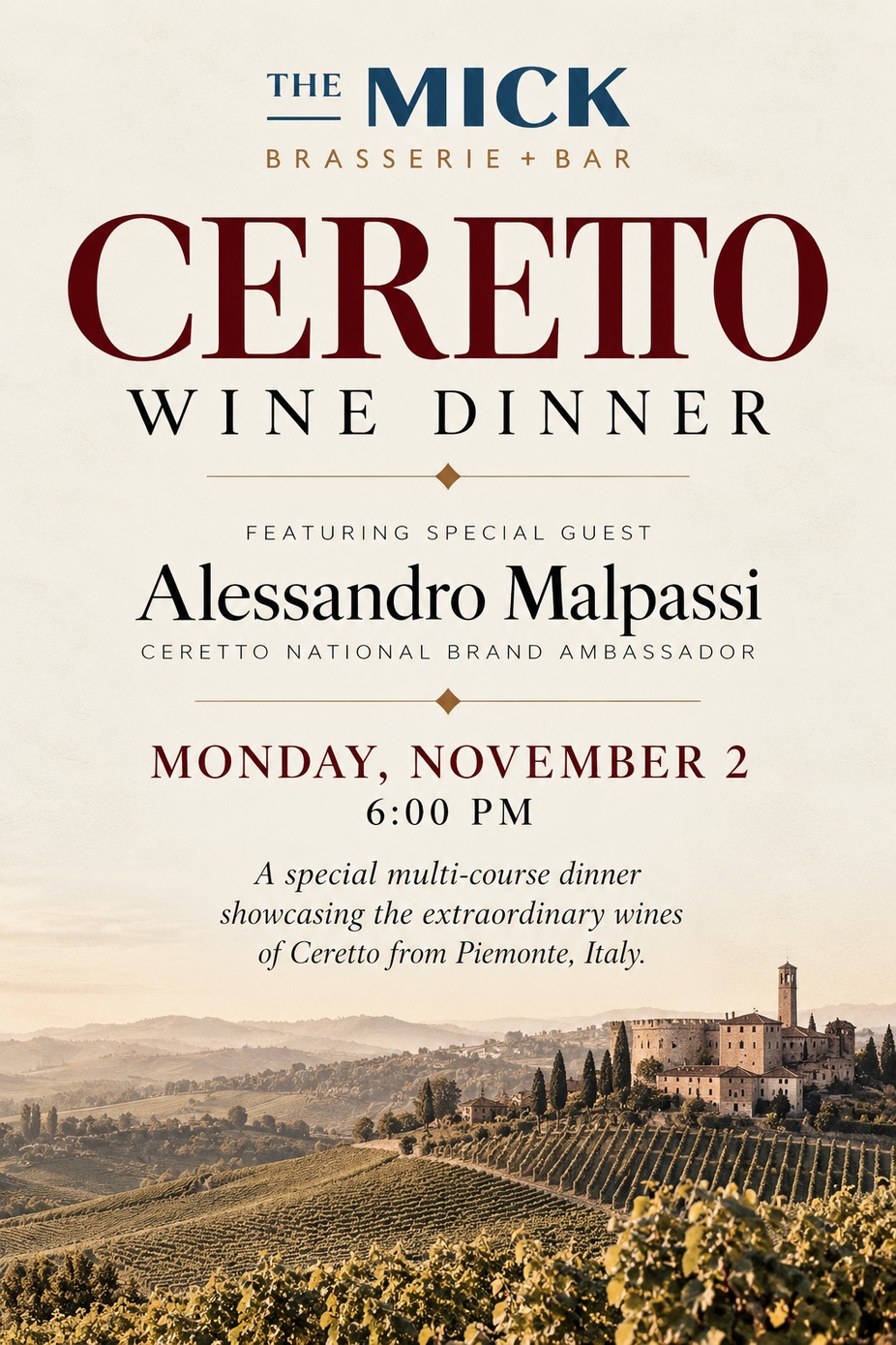 Ceretto Wine Dinner event