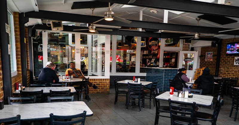 Interior, tables and chairs