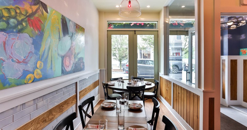 Dining tables by the windows