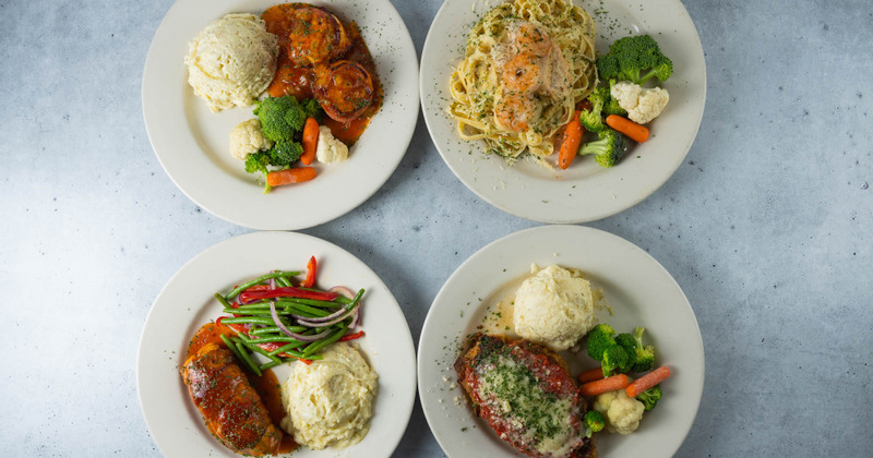 Different dishes served, top view