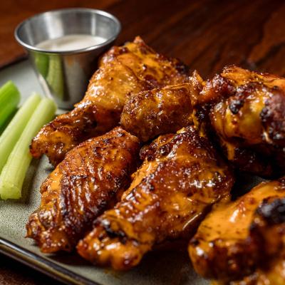 Backyard Wings with celery and ranch.
