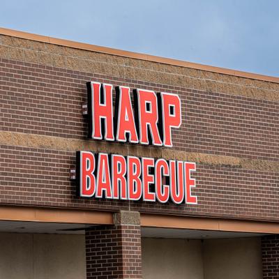 Exterior, name sign.