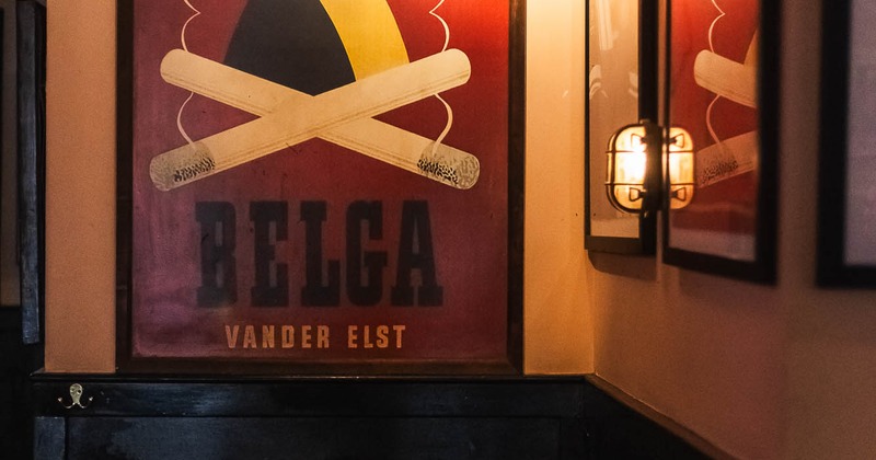Interior, table with tableware with poster on the wall