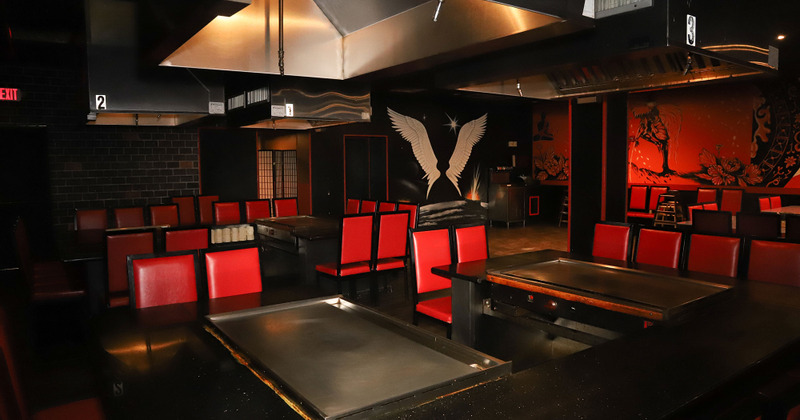 Interior, tables ready for guests