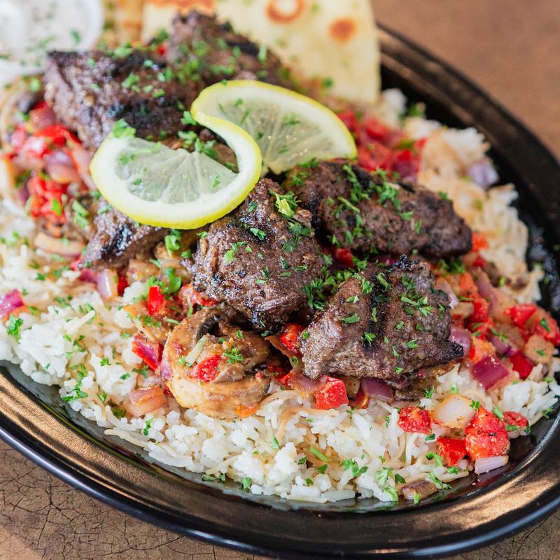 Lamb kebab plate photo