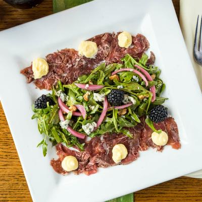 Beef Carpaccio appetizer.