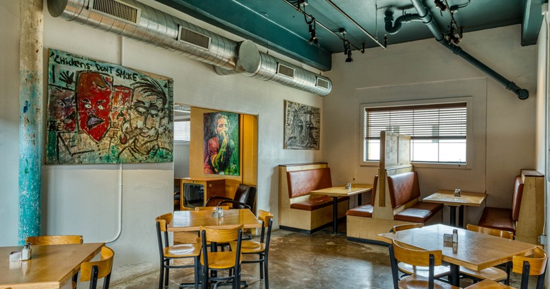 Dining area, paintings on the walls