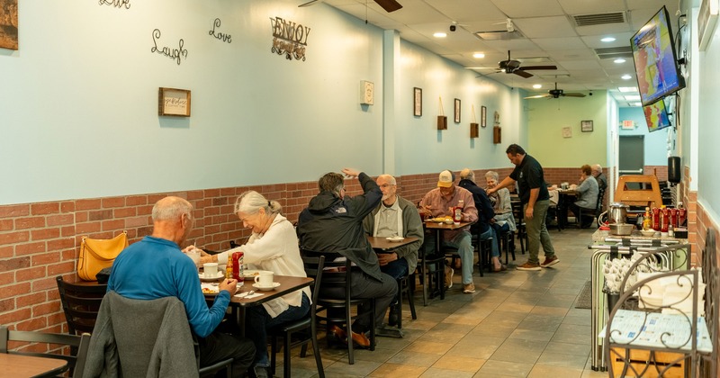 Interior dining area, guests enjoying their food