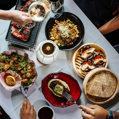 A table full of flavor, a lot of delicious food.