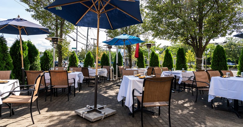 Patio with set tables ready for guests