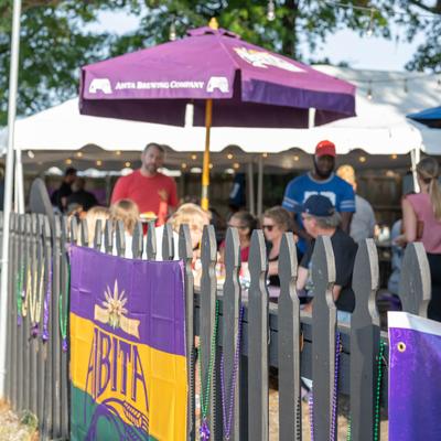 Exterior, view of the patio area with guests.