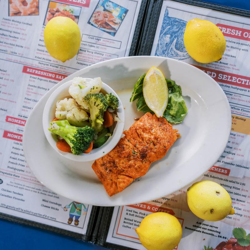 menu item 10 of 13, Broiled Atlantic Salmon