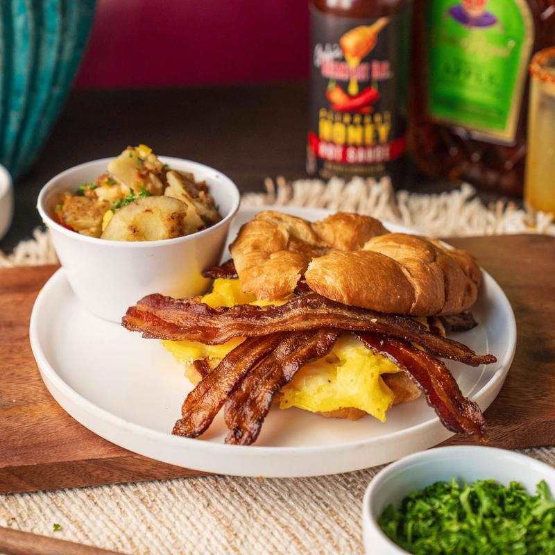 Bacon egg and cheese croissant photo