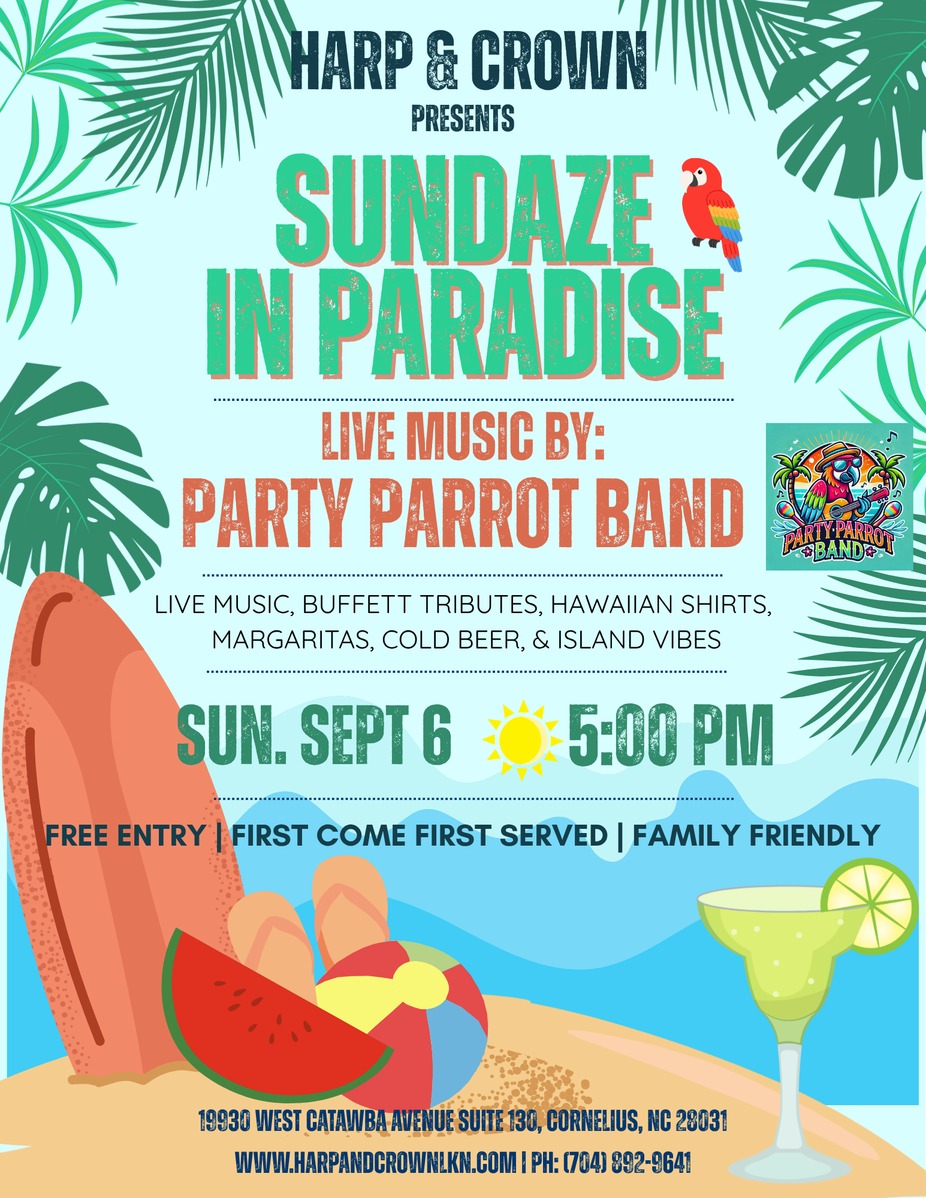Sundaze in Paradise - Party Parrot at Harp & Crown! event photo