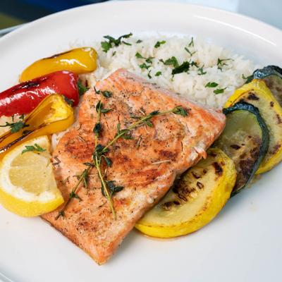 Alaskan Wild Ocean-Caught Salmon Plate.