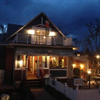 Restaurant exterior at night