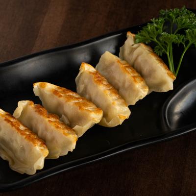 Served gyoza.